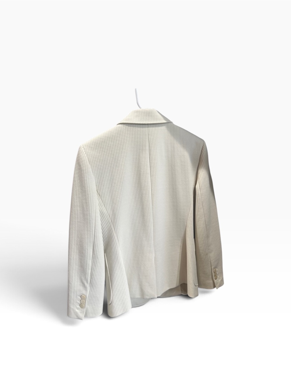 Theory | Cream Textured Two-Button Suit Blazer Jacket | Size 8 - Picture 9 of 10